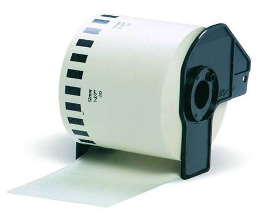 Белая бумажная клеящаяся лента Brother DK22205 ширина 62 мм (неразрезанная, рулон 30,48 м)