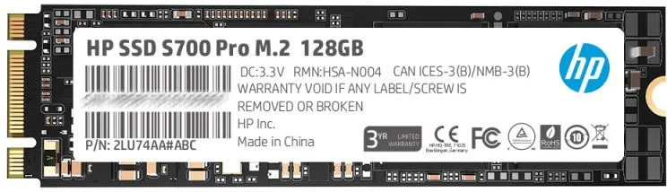 Твердотельный диск 128GB HP S700 Pro M.2, SATA III, 3D TLC [R/W - 563/512 MB/s]