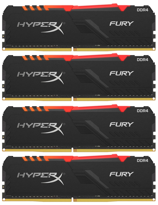 Оперативная память HyperX Fury RGB 64GB (16GBx4) 3000MHz CL15 HX430C15FB3AK4/64