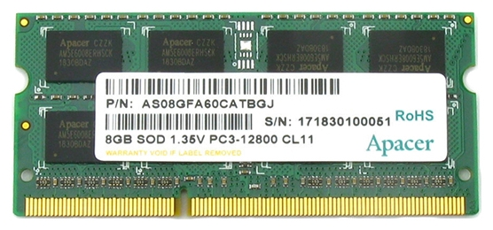 Оперативная память Apacer 8 ГБ DDR3L 1600 МГц SODIMM CL11 DV.08G2K.KAM