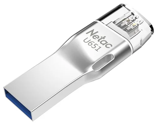 Флешка Netac U651 64 GB, серебристый