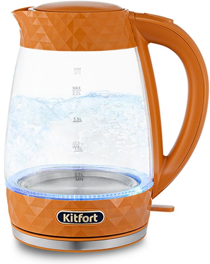 Чайник электрический Kitfort KT-6123-4 2л. 2200Вт оранжевый (корпус: стекло) KT-6123-4