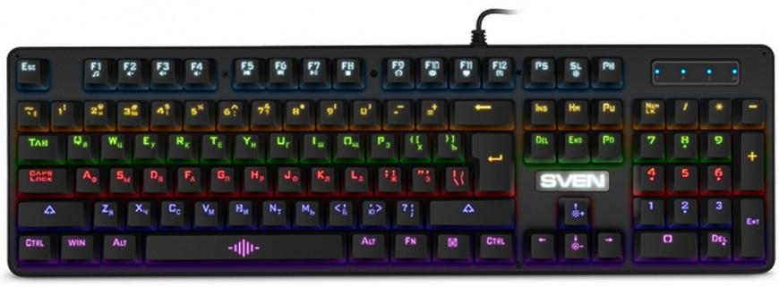 SVEN KB-G9100 Игровая клавиатура (Outemu Blue switches, USB, 104кл, ПО, RGB-подсветка)