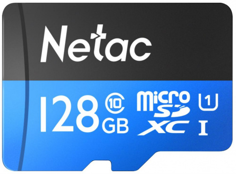 Карта памяти NETAC MicroSDXC 128Gb P500 Class 10 UHS-I (U1), NT02P500STN-128G-S, R90Mb/s, Без SD Адаптера, RTL NT02P500STN-128G-S