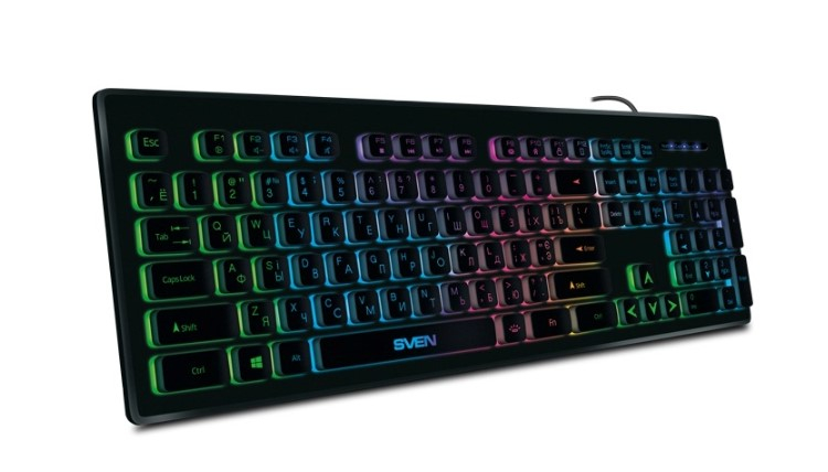 Игровая клавиатура SVEN KB-C7500EL чёрная (USB, 104 кл., RGB подсветка)