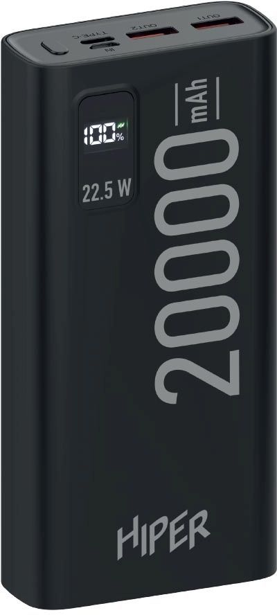 Мобильный аккумулятор Hiper EP 20000 20000mAh 3A QC PD 3xUSB черный (EP 20000 BLACK)
