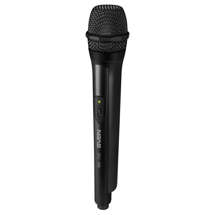 Микрофон беспроводной чёрный SVEN MK-700 (VHF, mini jack 3.5 мм, 2 х ААА, 1 х АА)
